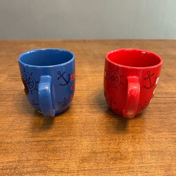 Disney Cruise Line Nautical Mickey and Minnie Red and Blue Coffee Mugs - Picture 4 of 9